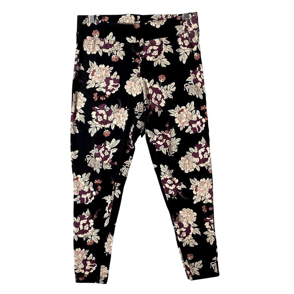 Torrid Floral Stretch Leggings Black Pink Pants Womans Size 1X